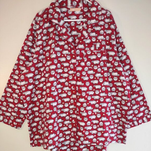 La Cera Soft Flannel Pajama Set Cottagecore Country Sheep Animal Print Size 4XL - Picture 8 of 10